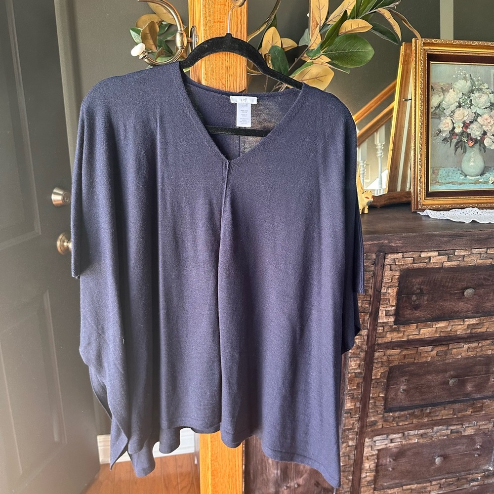 J. Jill Dark Blue Wool Blend Poncho - Picture 1 of 4